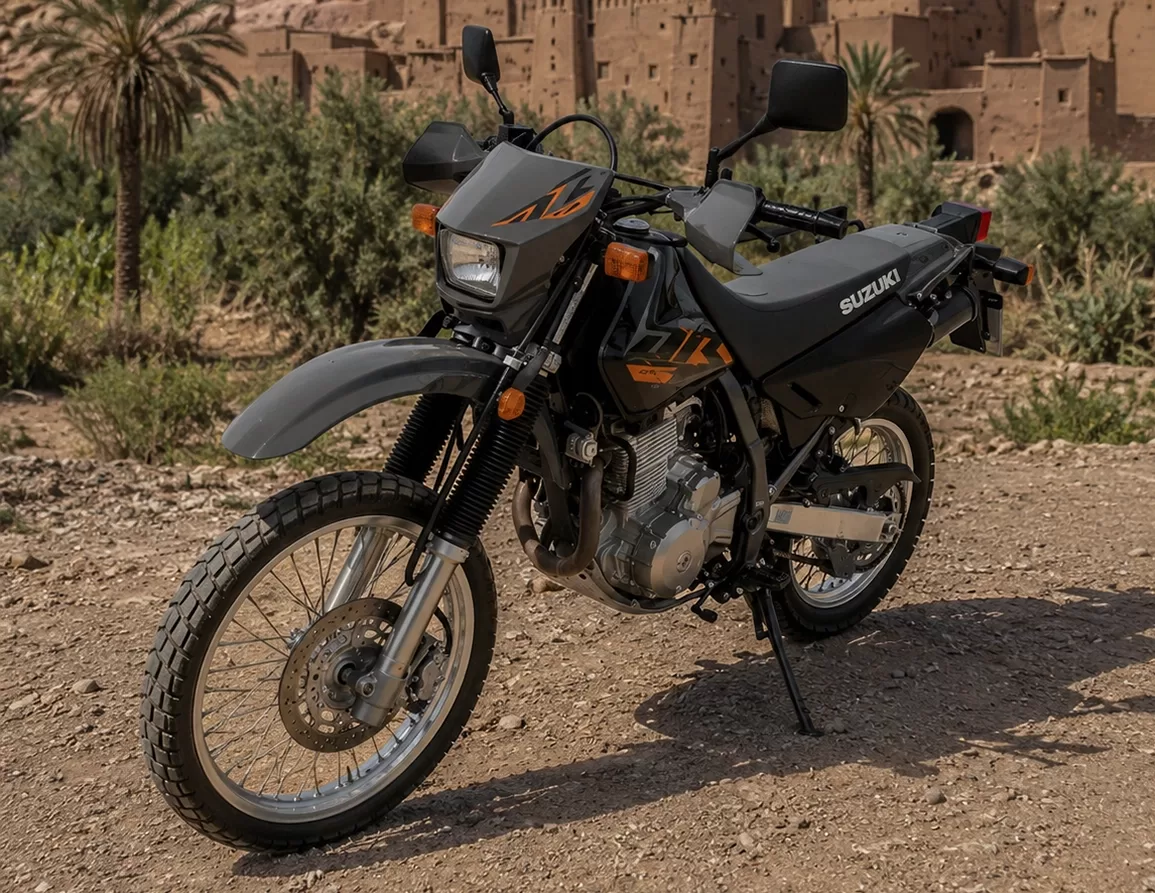 Suzuki DR650 off road motorcycle rental Morocco