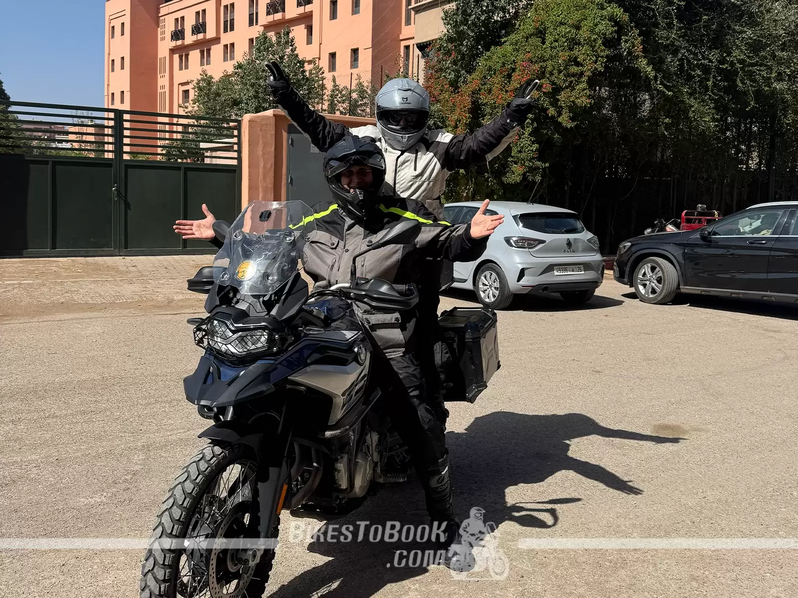 Adventure motorcycle pickup by a client in Marrakech