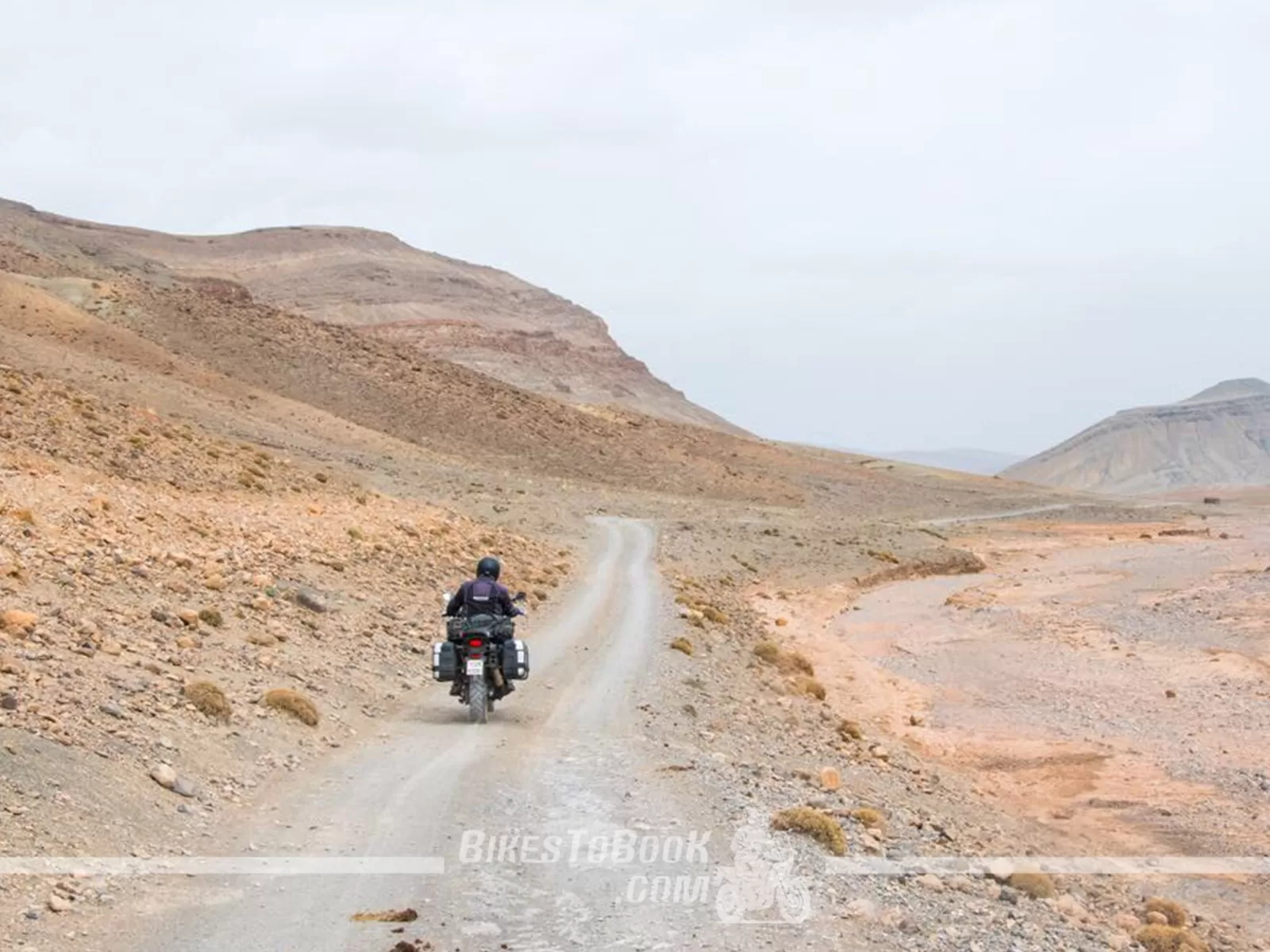 High Atlas motorcycle route through mountain scenery